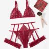 Scarlet Wine Lace Bra &Garter Set
