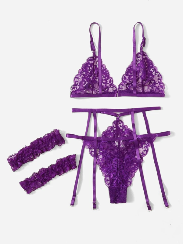 Violet Spell Sheer Lace 3 Piece Set