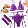 Violet Spell Sheer Lace 3 Piece Set