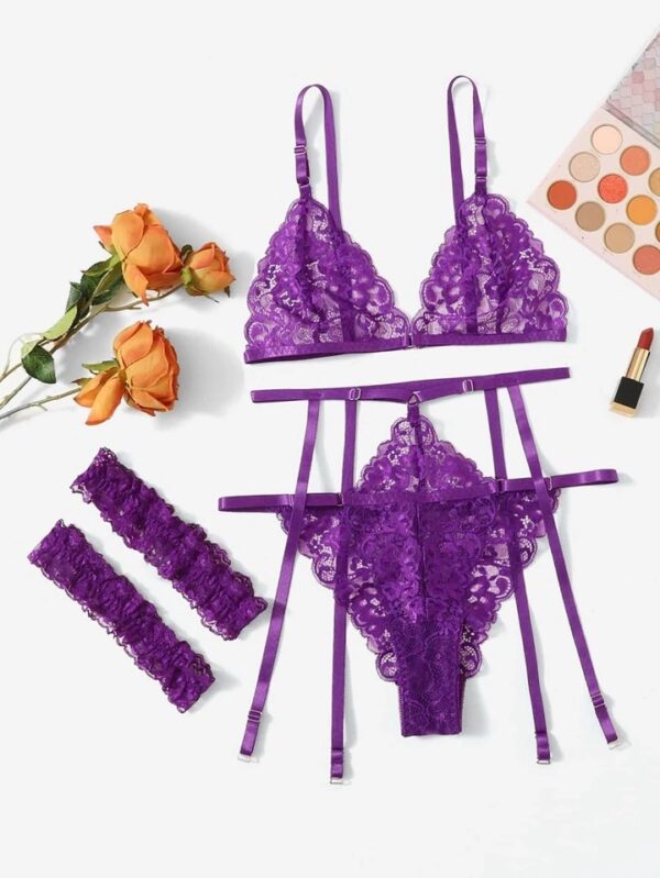 Violet Spell Sheer Lace 3 Piece Set