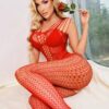 No Mercy Red Crotchless Bodysuit