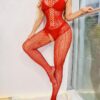 No Mercy Red Crotchless Bodysuit