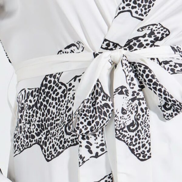 Ivory Jaguar Luxe Wrap Satin Robe
