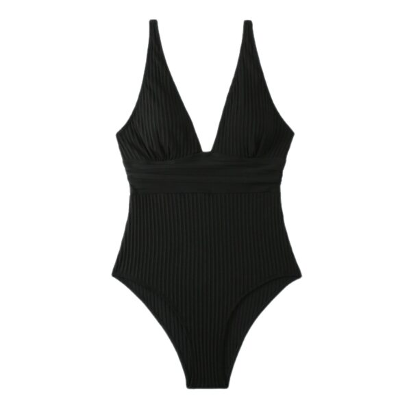 Black Sculpt Ribbed One-Piece Swimsuit