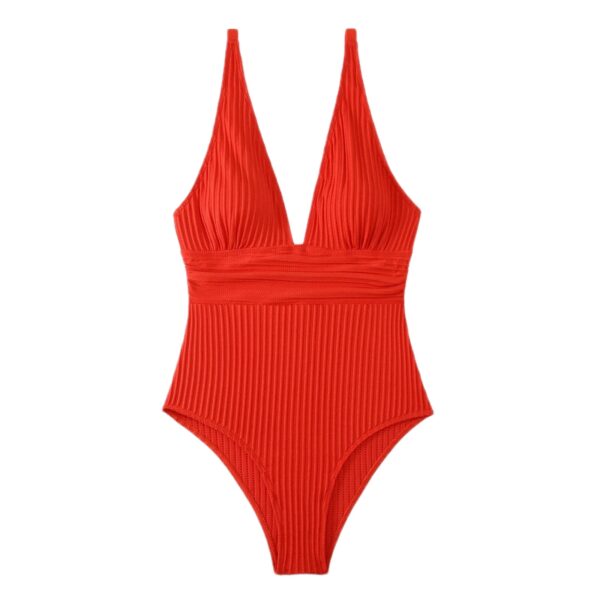 Orange Sculpt Ribbed One-Piece Swimsuit