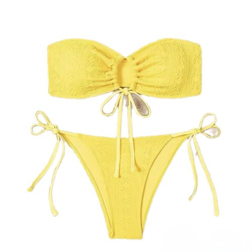 Sunshine Yellow Bloom Tie-Side Bikini Set