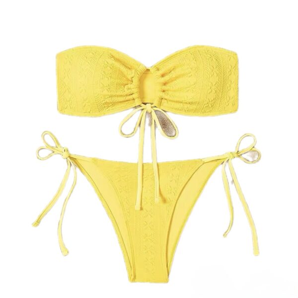 Sunshine Yellow Bloom Tie-Side Bikini Set