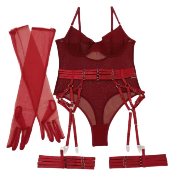 copy_df908b99-9921-4585-88b6-8efdf6dbf98a Burgundy Dominion Harness Bodysuit Set