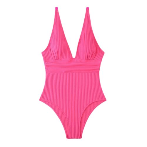 Pink Sculpt Ribbed One-Piece Swimsuit
