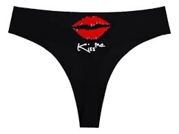Kiss Me Black Printed Thong