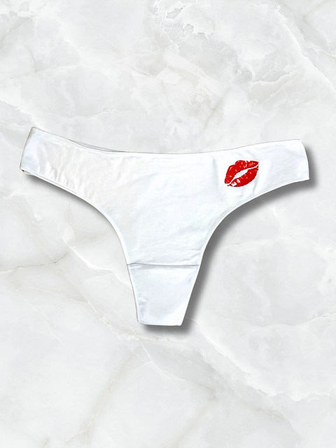 Kisses Printed Thong - Black 2 PCS Pack