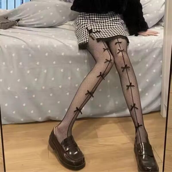 Midnight Ribbon Fishnet Tights