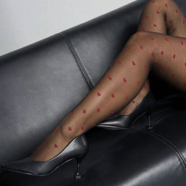 Red Hearts High Thigh Stockings