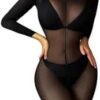 Black Sculpt Sheer Bodysuit