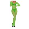 Glow In The Dark -Women’s Long Sleeve Free Size Fishnet Bodystocking with Open Detail