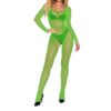 Glow In The Dark -Women’s Long Sleeve Free Size Fishnet Bodystocking with Open Detail