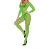 Glow In The Dark -Women’s Long Sleeve Free Size Fishnet Bodystocking with Open Detail