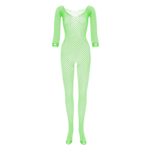 Glow In The Dark -Women’s Long Sleeve Free Size Fishnet Bodystocking with Open Detail