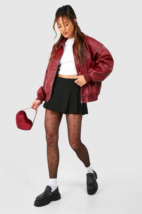 Red Hearts High Thigh Stockings
