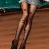 Red Kisses High Thigh Stockings