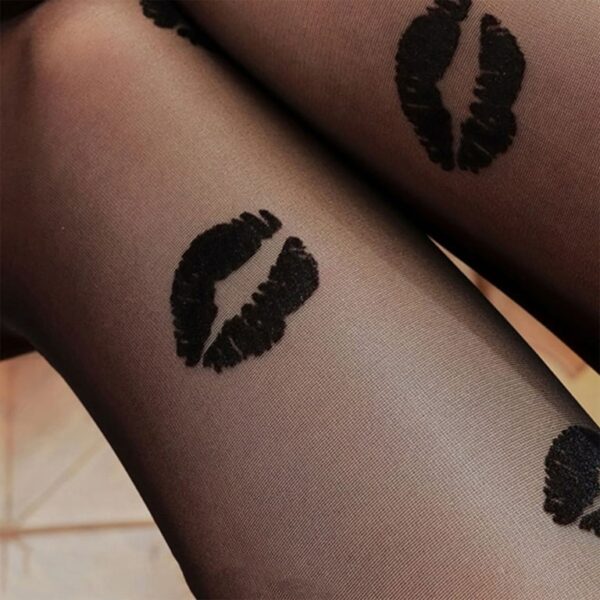 Black Kisses High Thigh Stockings Set