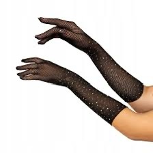Black Sparkle Fishnet Open Gloves