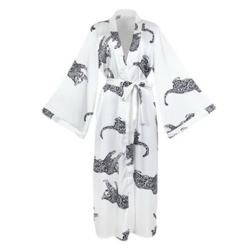 Ivory Jaguar Luxe Wrap Satin Robe
