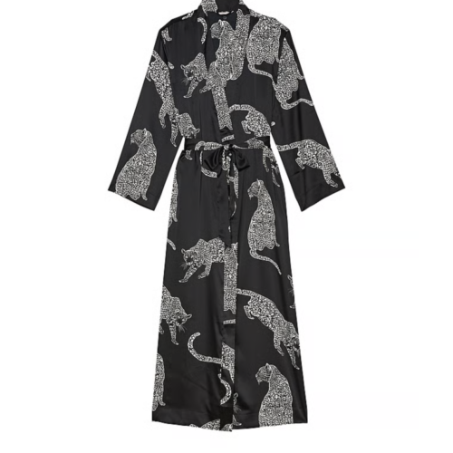 Jaguar Luxe Wrap Satin Robe - Black