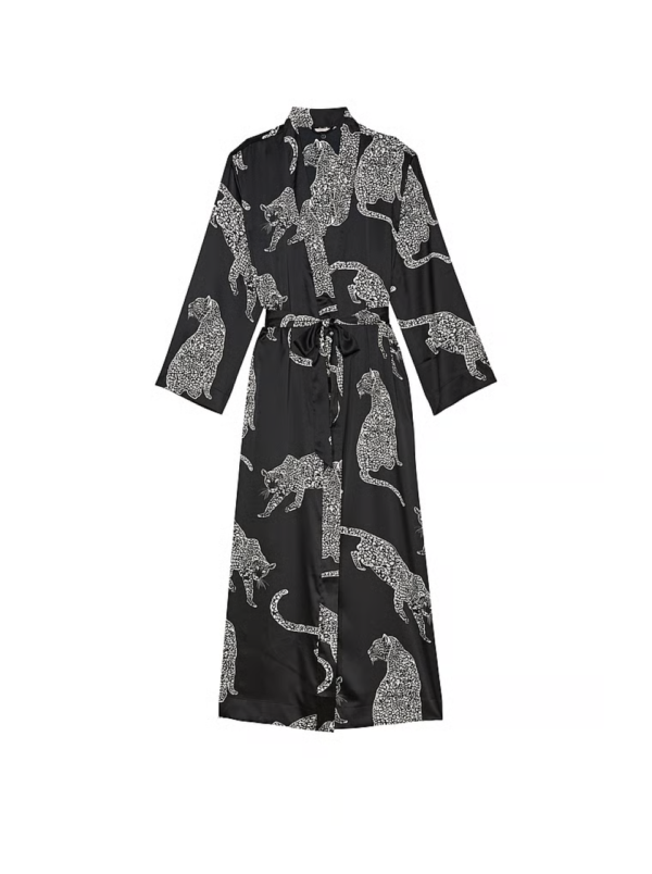 Jaguar Luxe Wrap Satin Robe - Black