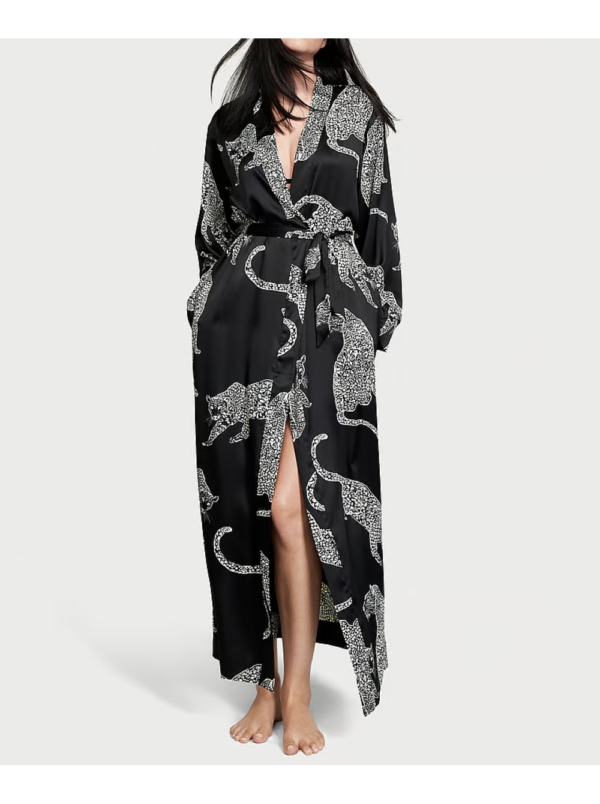 Jaguar Luxe Wrap Satin Robe - Black
