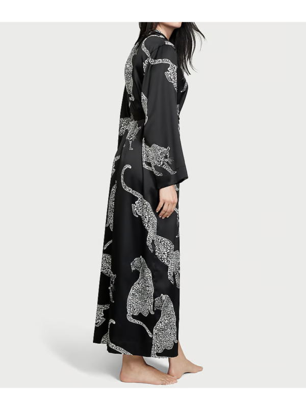 Jaguar Luxe Wrap Satin Robe - Black