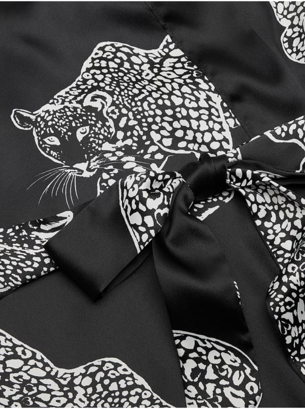 Jaguar Luxe Wrap Satin Robe - Black