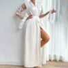 Celestial Veil Satin White Robe