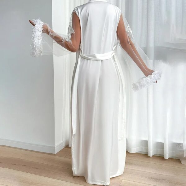 Celestial Veil Satin White Robe
