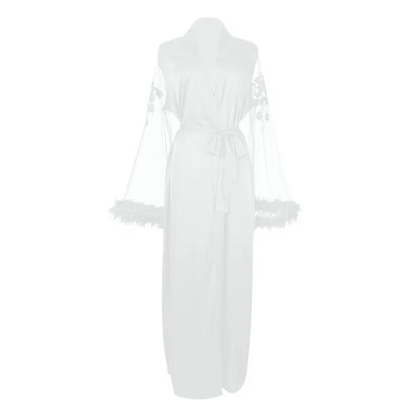 Celestial Veil Satin White Robe