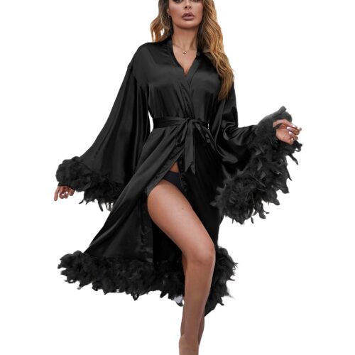 Plume Satin Robe