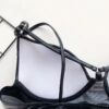 Black Leather Kiss Harness Bra Set