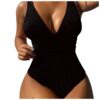 Black Sculpt Ribbed One-Piece Swimsuit