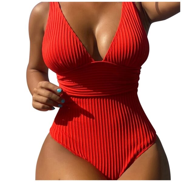 Orange Sculpt Ribbed One-Piece Swimsuit