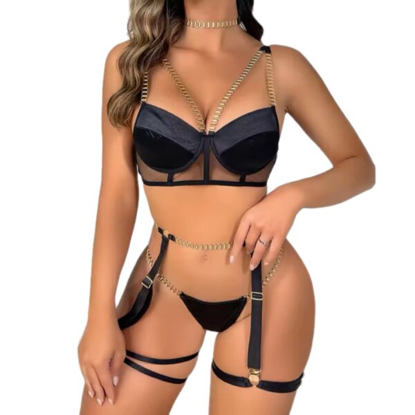 Kate Rouge Black Chain Lingerie Set
