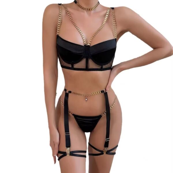 Kate Rouge Black Chain Lingerie Set
