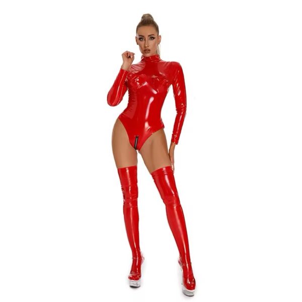 Red Temptation Open-Bust Bodysuit