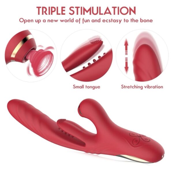 LustWave Red Triple Stimulation Rabbit Vibrator