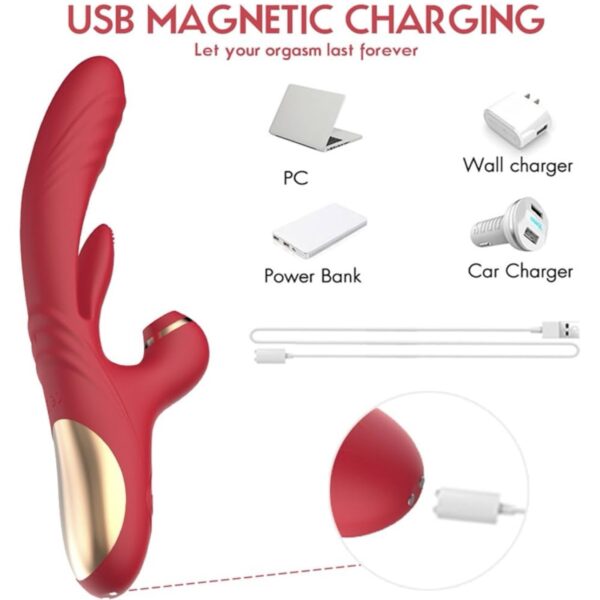 LustWave Red Triple Stimulation Rabbit Vibrator