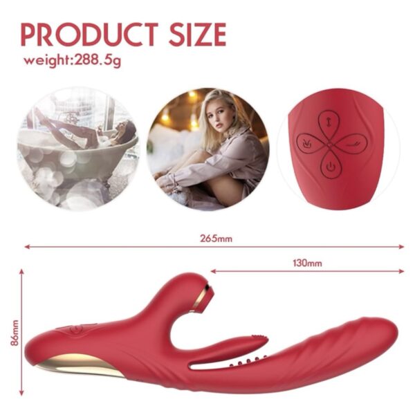 LustWave Red Triple Stimulation Rabbit Vibrator