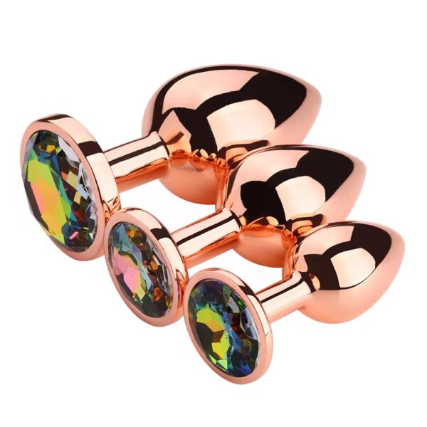 Rose Gold Crystal Metal Plug 3 Set