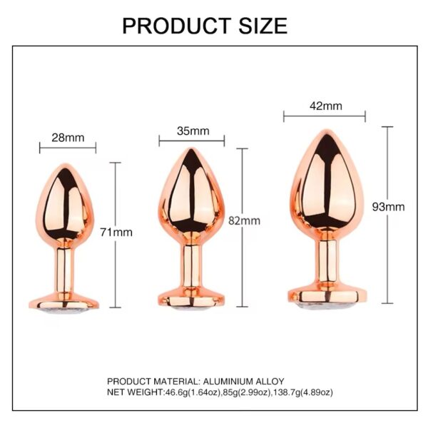 Rose Gold Crystal Metal Plug- Red Medium