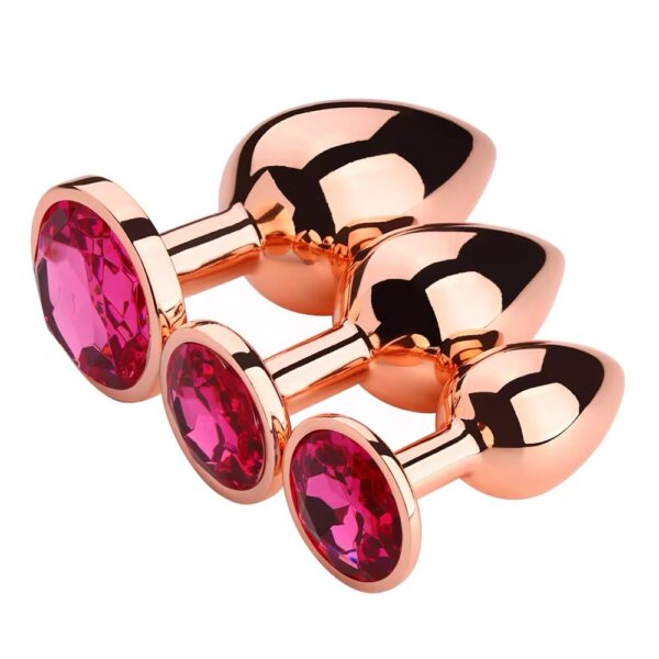Rose Gold Crystal Metal Plug 3 Set