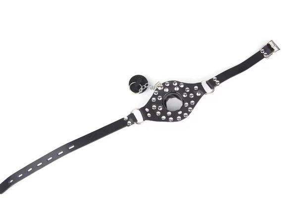 img_7475 Studded Faux Leather Open-Mouth Gag with Removable Plug