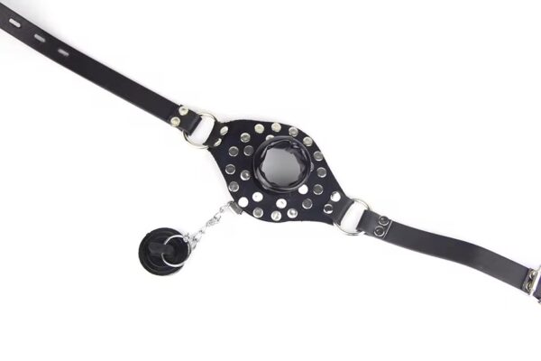 img_7476 Studded Faux Leather Open-Mouth Gag with Removable Plug